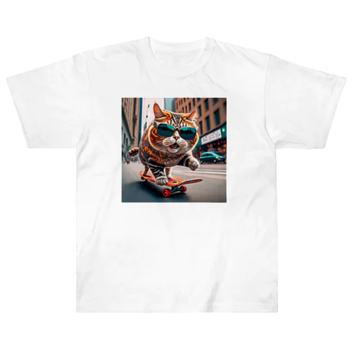 ノリノリスケボー猫ちゃん🐈🛹✨ ヘビーウェイトTシャツ