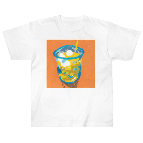 オレンジジュースをコップにそそぐ(ちぎり絵/貼り絵) ヘビーウェイトTシャツ