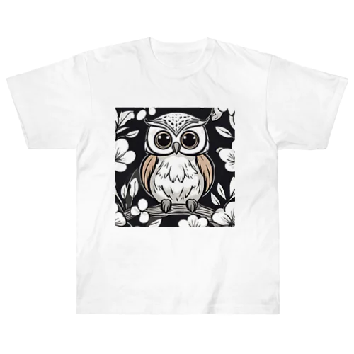 フクロウのフクイチロウ ヘビーウェイトTシャツ