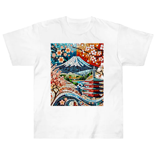 日本の伝統と美しさを象徴するモザイクアート Heavyweight T-Shirt