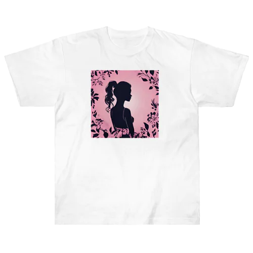 かわいい女の子の影絵 Heavyweight T-Shirt