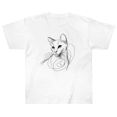 line drawing white cat Heavyweight T-Shirt