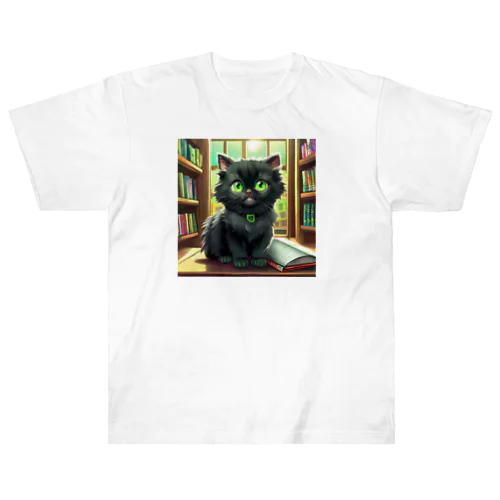 図書室の黒猫01 ヘビーウェイトTシャツ