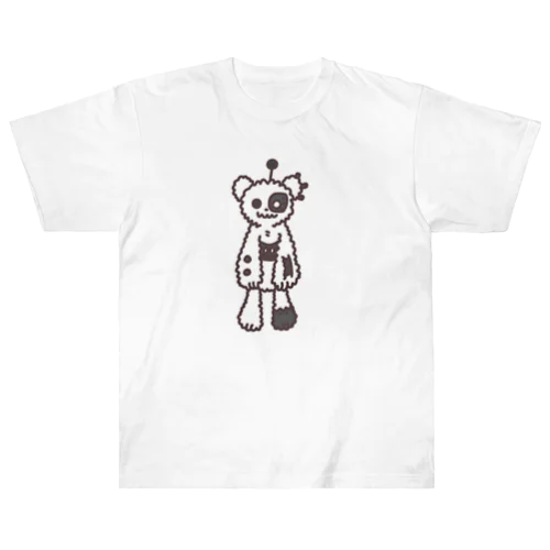 メカくま06 白 黒 ヘビーウェイトTシャツ