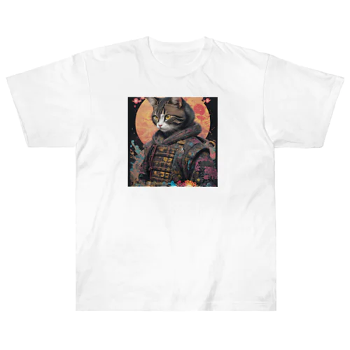 「猫神極の煌めき：最強の猫武神の輝き」 ヘビーウェイトTシャツ