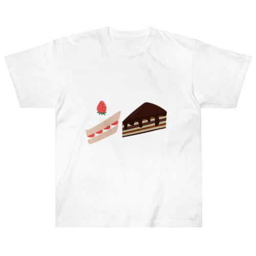 いちごケーキとチョコレートケーキ ヘビーウェイトTシャツ