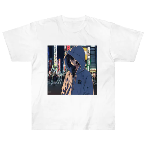 パーカーフードの少女　池袋編 Heavyweight T-Shirt