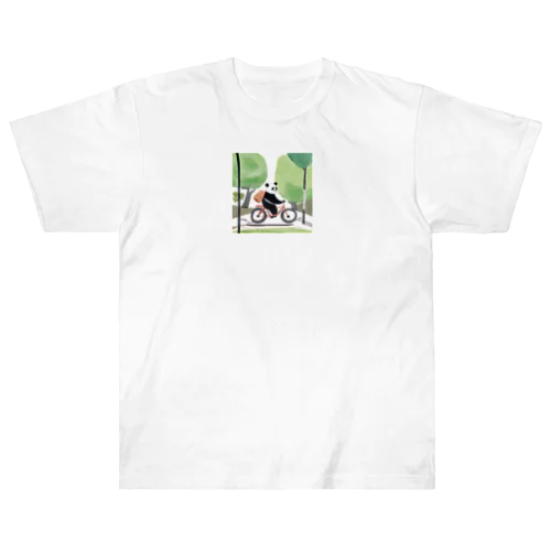 自転車パンダ ヘビーウェイトTシャツ