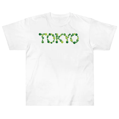 バルーン文字「TOKYO」（緑色系） ヘビーウェイトTシャツ