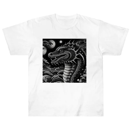 宇宙にいる星を食べる龍 ヘビーウェイトTシャツ