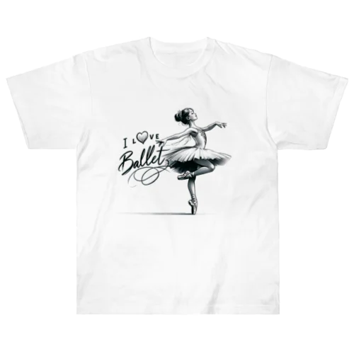 I Love Ballet（バレエが大好きな少女） Heavyweight T-Shirt