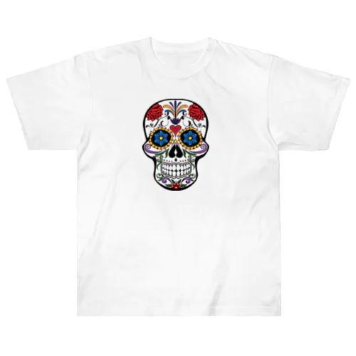 Colorful Skull   カラフル な スカル. はでな 頭蓋骨 ヘビーウェイトTシャツ