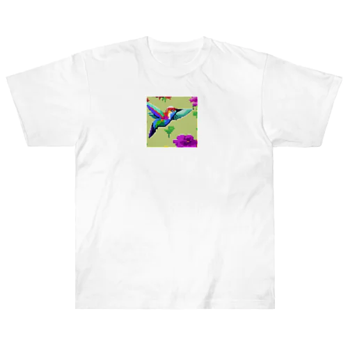 ドット絵のカラフルな鳥グッズ ヘビーウェイトTシャツ