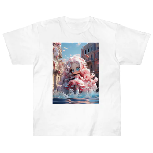 水たまりとピンクガール Heavyweight T-Shirt