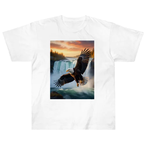 ナイアガラの滝と大鷲 ヘビーウェイトTシャツ