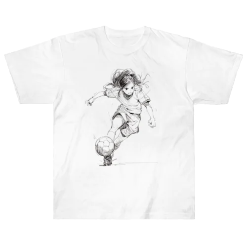 サッカー女子 Heavyweight T-Shirt