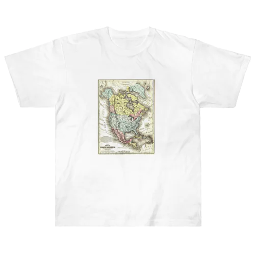 Old Map Of North America.  北 アメリカ の 古 地図。 ヘビーウェイトTシャツ