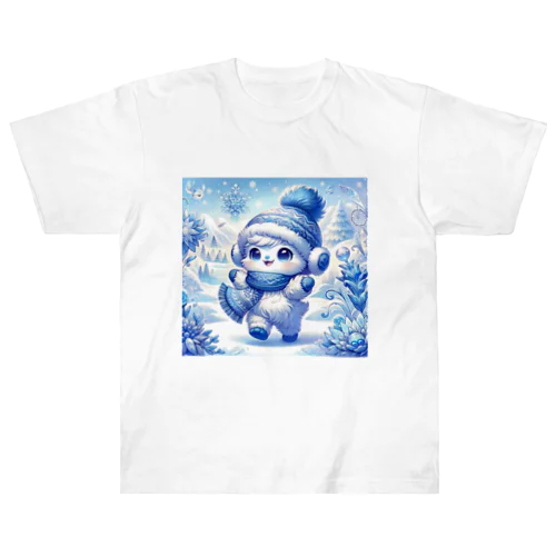 雪原の小さな守り神 ヘビーウェイトTシャツ