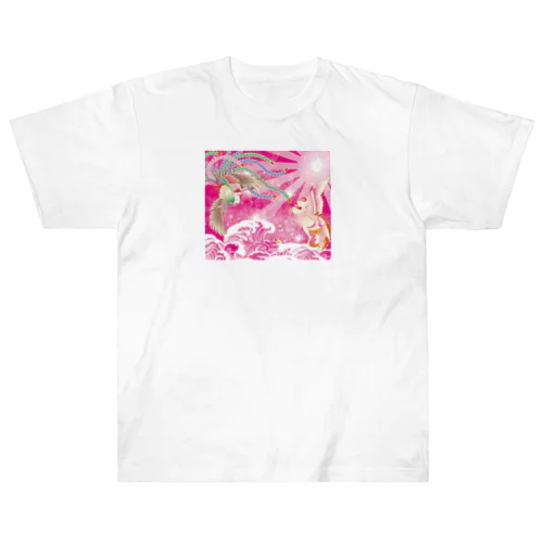 ピンク鳳凰　波　和柄 Heavyweight T-Shirt