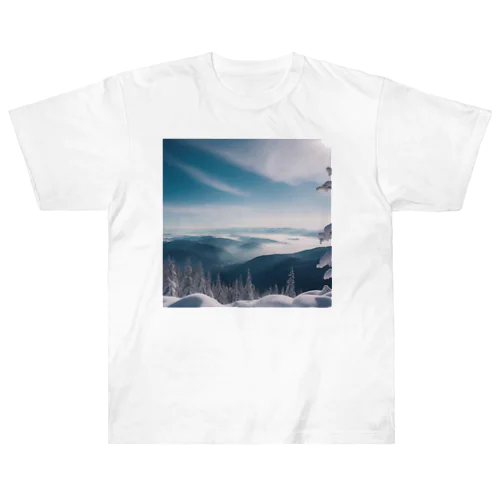 青空と山の風景 ヘビーウェイトTシャツ