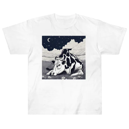 牛ト夜空 Heavyweight T-Shirt