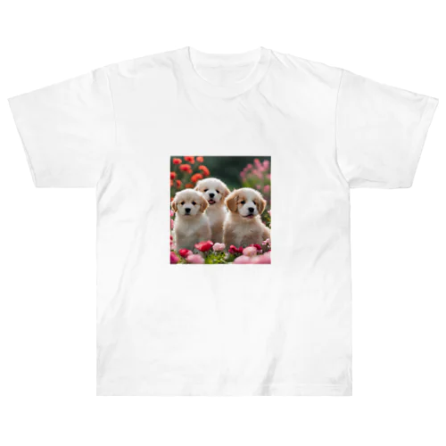 かわいい仔犬のグッズ ヘビーウェイトTシャツ