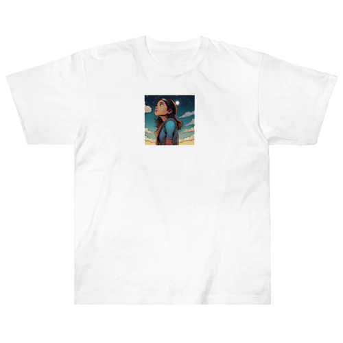 The girl who looks at the sky Heavyweight T-Shirt