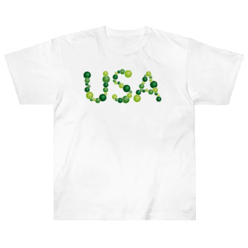 バルーン文字「USA」（緑色系） Heavyweight T-Shirt