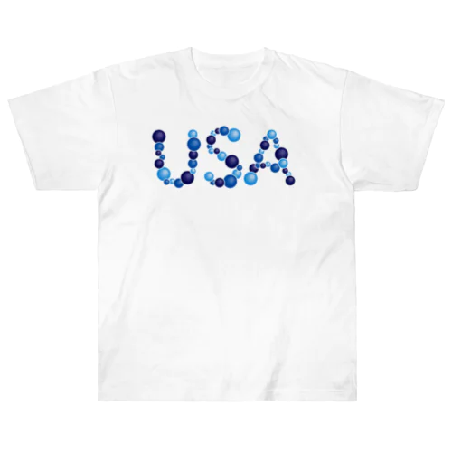 バルーン文字「USA」（青色系） ヘビーウェイトTシャツ