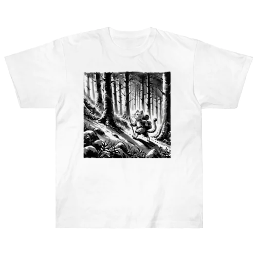 水墨猫登山 ヘビーウェイトTシャツ