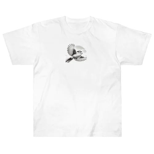 空を舞うシマエナガ Heavyweight T-Shirt