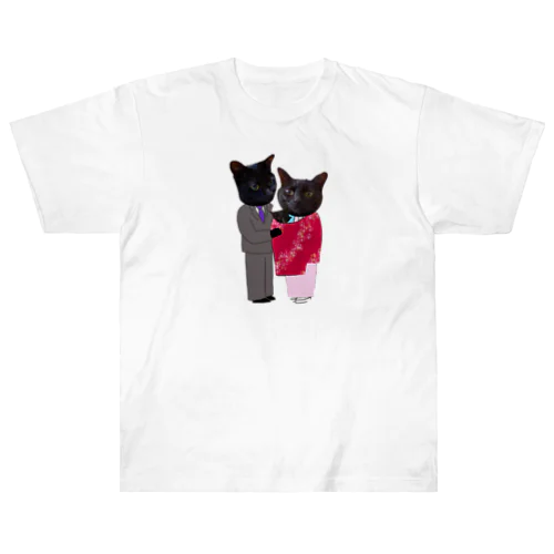 黒猫の親子 Heavyweight T-Shirt