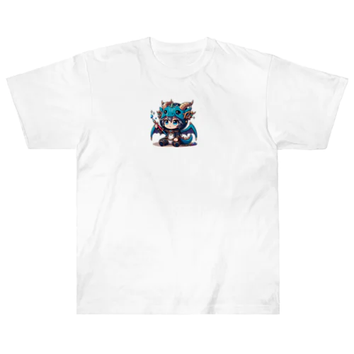 可愛いドラゴンのマスコット Heavyweight T-Shirt