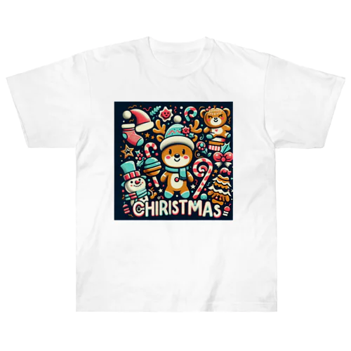 ほのぼのとしたクリスマス ヘビーウェイトTシャツ