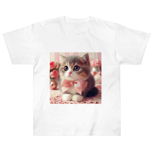 リボン猫 ヘビーウェイトTシャツ
