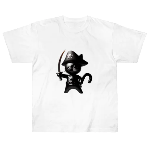 猫×海賊×フィギュア風 Heavyweight T-Shirt