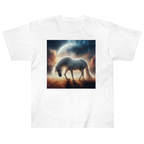 奇跡の白い馬 ヘビーウェイトTシャツ