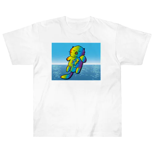 【レインボーカラー】おねんね海獺(ラッコ)親子 ヘビーウェイトTシャツ