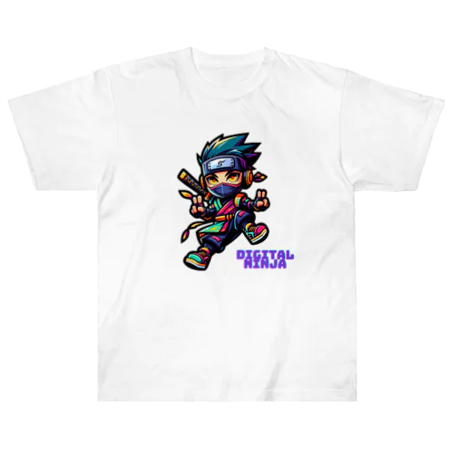 “Digital Ninja” ロゴ付き ヘビーウェイトTシャツ