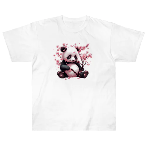 パンダと桜 Heavyweight T-Shirt