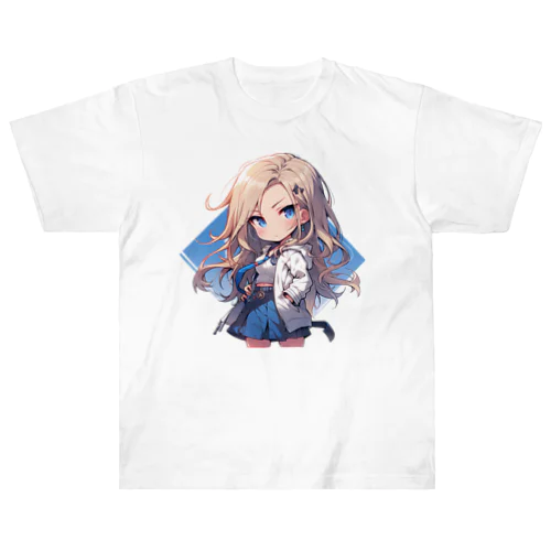 金髪ちびキャラ美少女 ヘビーウェイトTシャツ