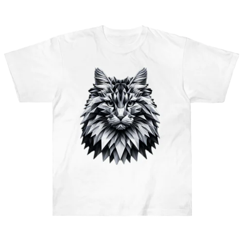 リアル3Dポリゴン猫 ヘビーウェイトTシャツ