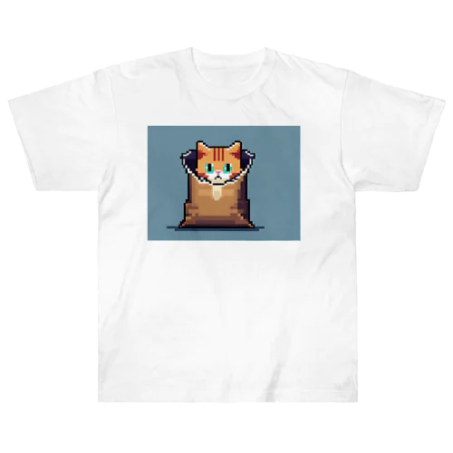 ドット絵の猫 ヘビーウェイトTシャツ