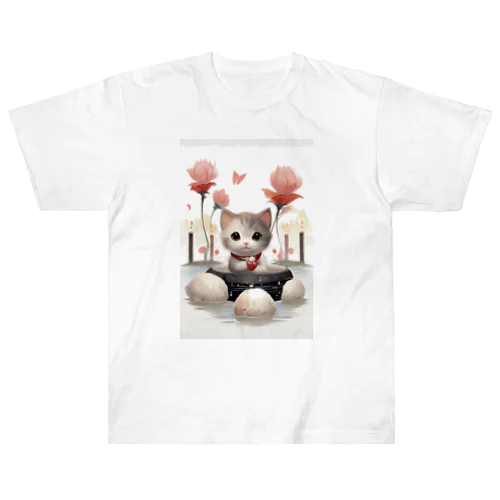 猫とお花 Heavyweight T-Shirt