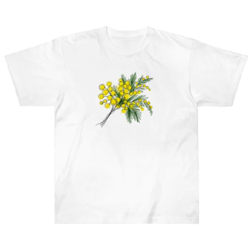 新鮮なカラフルなミモザの花束 ヘビーウェイトTシャツ