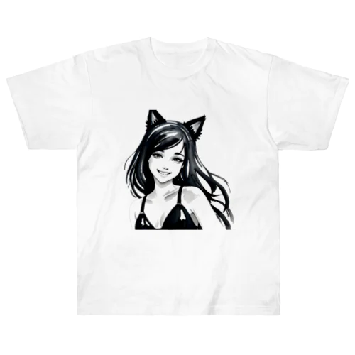 猫ガール ヘビーウェイトTシャツ