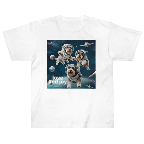 宇宙遊泳するミニチュアシュナウザー Heavyweight T-Shirt