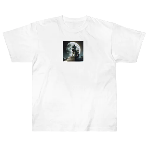 月夜の狛犬 Heavyweight T-Shirt