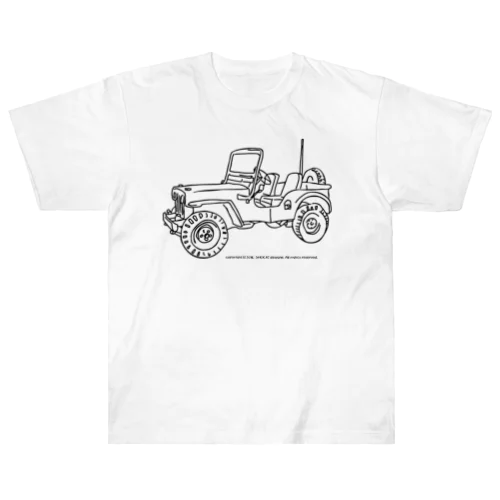 Jeep イラスト ライン画 ヘビーウェイトTシャツ