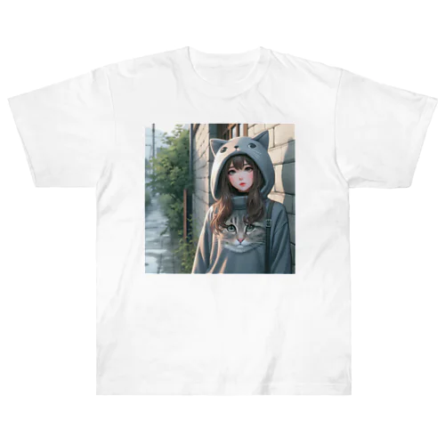 猫パーカーの女の子(11) ヘビーウェイトTシャツ